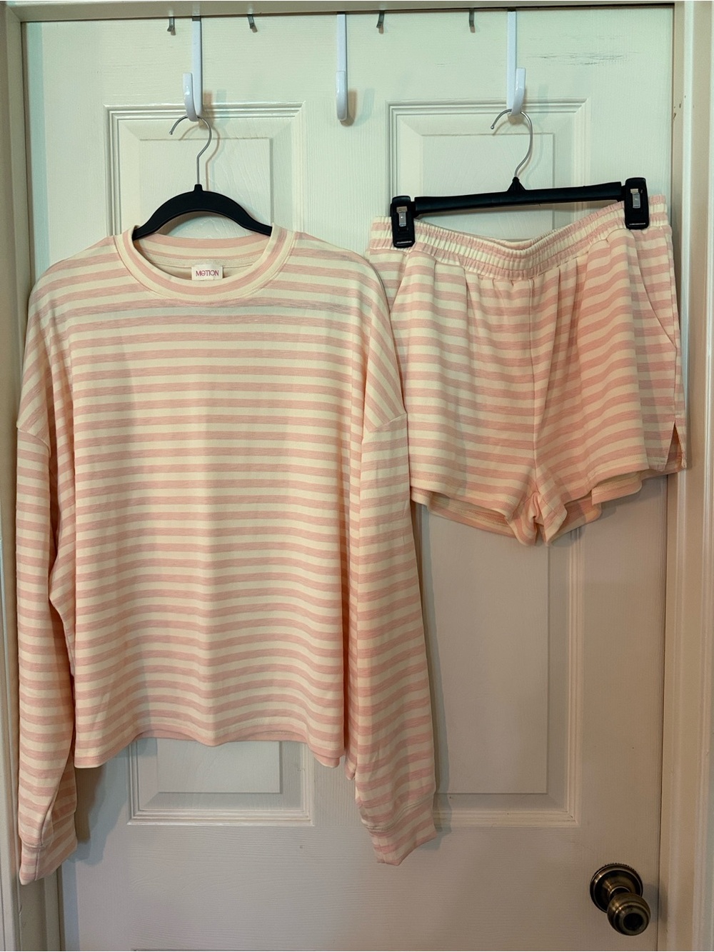 Motion Striped Pink & Cream Striped Lounge Set